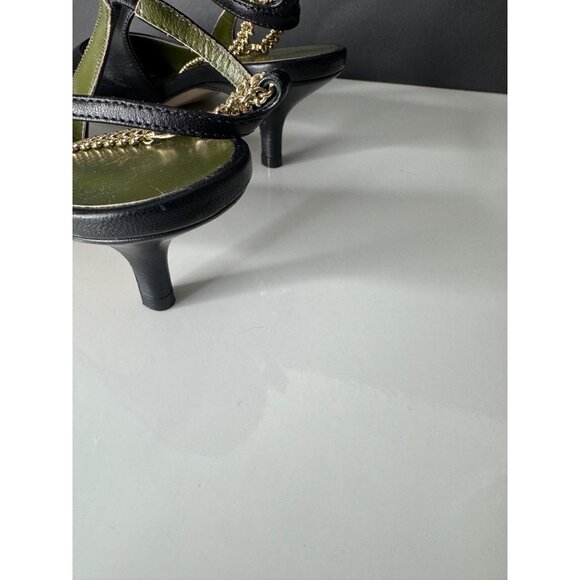 New Maria Luca Felicia Slingback Pump Black Leather Chain Anklet EU 36 US 6 - Picture 9 of 11